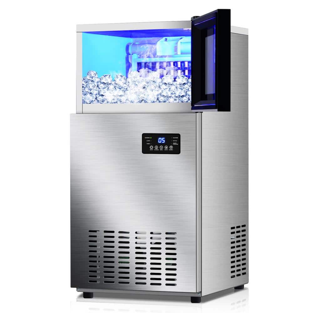 Stainless Steel 160 lb. Built-In Freestanding Ice Maker