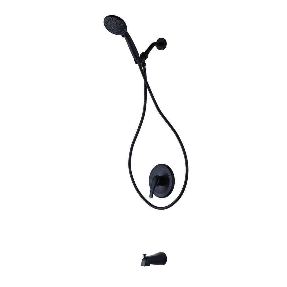 Single Handle 6 -Spray Tub and Shower Faucet 1.8 GPM in. Matte Black with Valve Included price history on PriceWatchPro