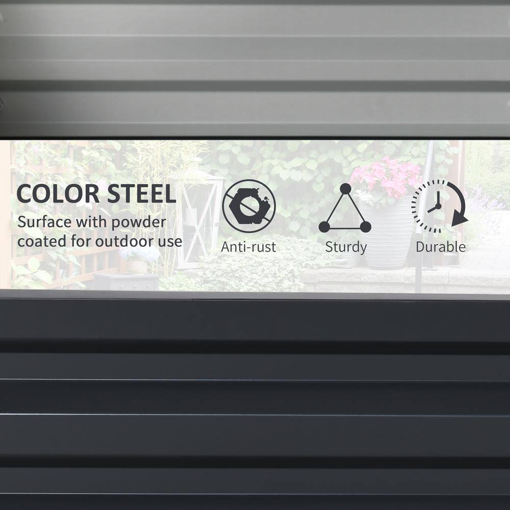 2-Pack Dark Gray Galvanized Steel Raised Garden Bed Planters