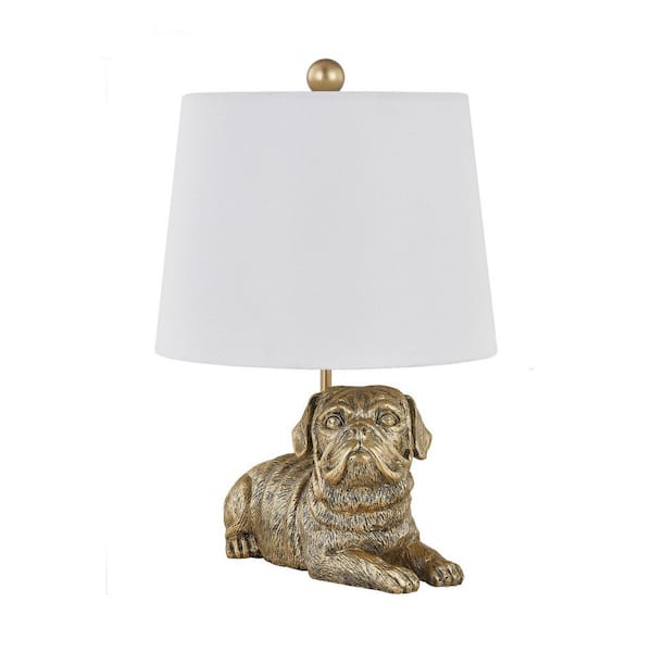 23.5 in. Antiqued Novelty Table Lamp with White Linen