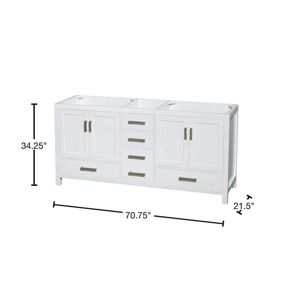 White Wood Freestanding Double Bathroom Vanity Base