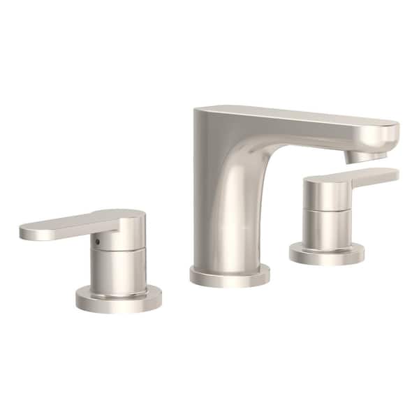 Symmons Identity 8 in. Widespread 2-Handle Bathroom Faucet with Push Pop Drain in Satin Nickel