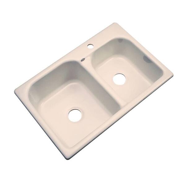 Thermocast Cambridge Drop-In Acrylic 33 in. 1-Hole Double Bowl Kitchen Sink in Peach Bisque