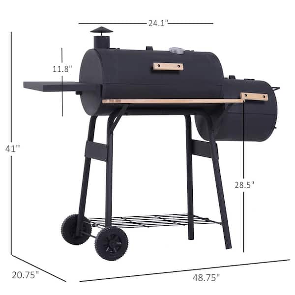 Outsunny 20 Mini Small Smoker Charcoal Grill Side Fire Box Portable  Outdoor Camping Barbecue Grill Wooden Handles
