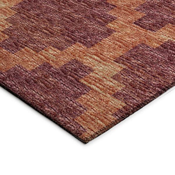 Yuma Red 9 ft. x 12 ft. Geometric Indoor/Outdoor Washable Area Rug