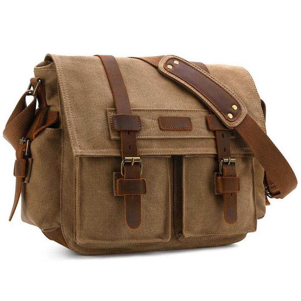 Leather Canvas Camera Bag DSLR SLR Messenger Shoulder Bag Vintage Style with Padded Dividers for Customization price history on PriceWatchPro