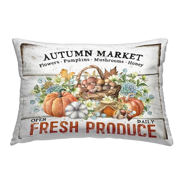 Fresh Fall Produce Orange Rectangular Outdoor Throw Pillow