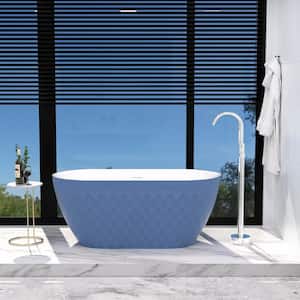 Diamond 59 in. x 28 in. Acrylic Non-Whirlpool Soaking Bathtub with Center Drain in Aqua Blue