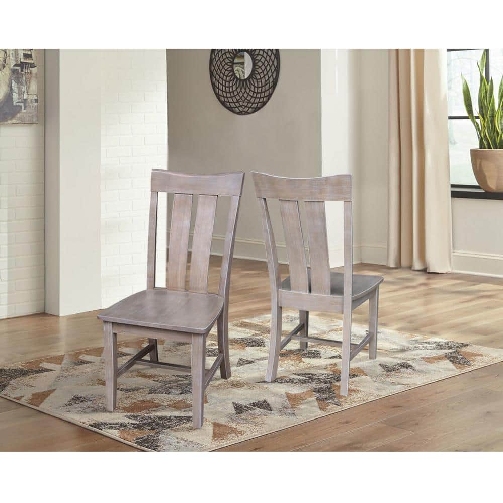 Washed Gray Taupe High Ladderback Wood Side Chair