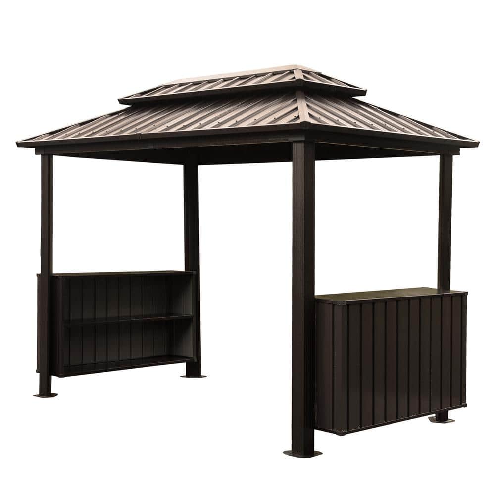 6 ft. x 10 ft. Hardtop BBQ Gazebo with Double Galvanized Steel Roof, Outdoo