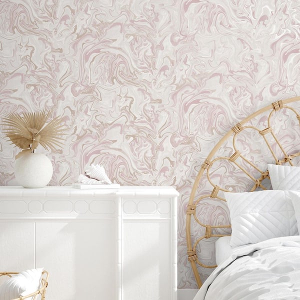 Pink Marble Swirl Peel & Stick Vinyl Wallpaper