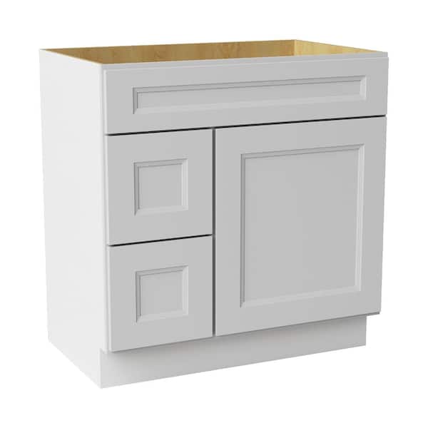 30 in. W x 21 in. D x 34.5 in. H Ready to Assemble Double Shaker Bath Vanity Combo Cabinet in Newport White