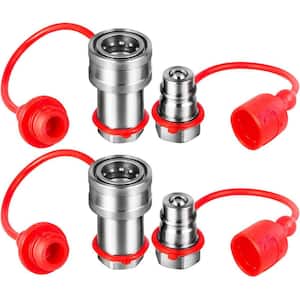 Spherical Face Hydraulic Couplers 1/2 in. Body 1/2 in. NPT Thread 4061 PSI Hydraulic Fittings (Set of 2)