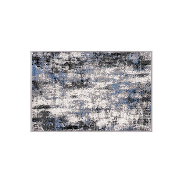 World Rug Gallery Tralee Modern Abstract Blue 2 ft. x 3 ft. Area Rug