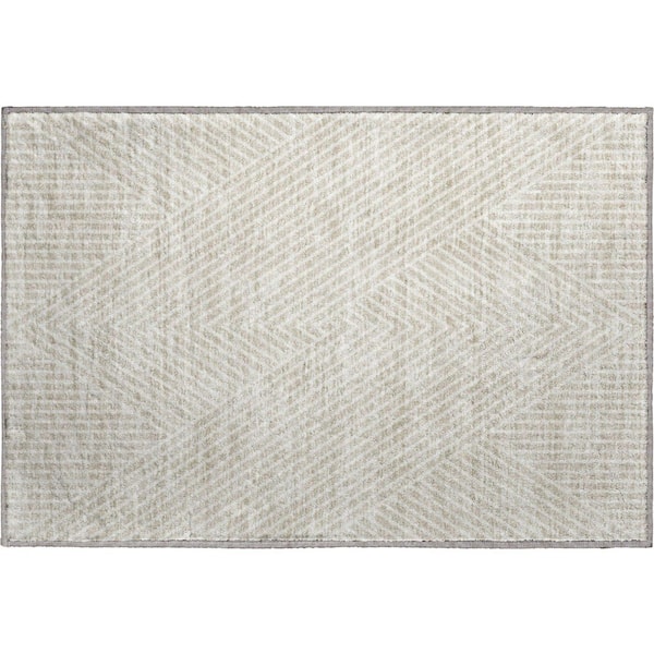 Addison Rugs Mayfield Premium Machine Washable Abstract AMF937 Beige 2 ft. x 3 ft. Area Rug