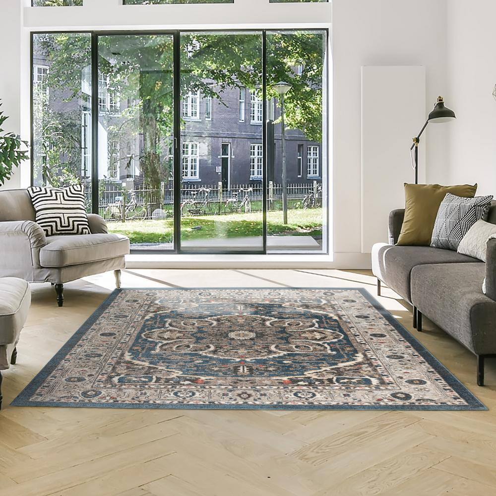 Heirloom Wynn Blue and Beige Tufted Rectangular Area Rug 8' x 10'
