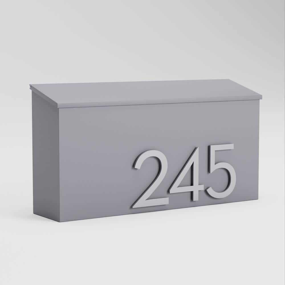 Gray Metal Wall-Mounted Standard Mailbox with Numbers