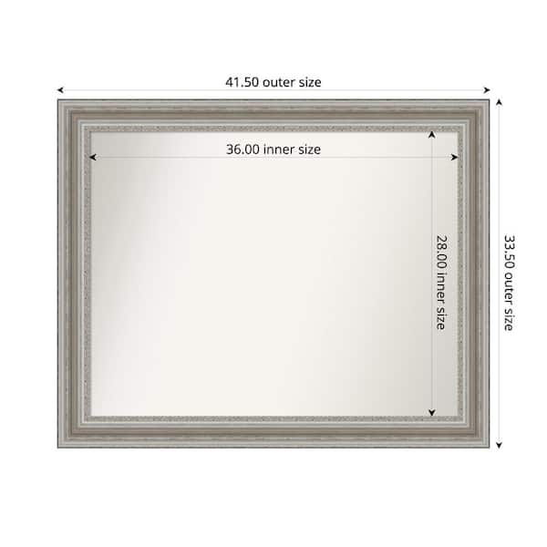 Amanti Art Parlor Silver 41.5 in. x 33.5 in. Custom Non-Beveled Recycled Polystyrene Framed Bathroom Vanity Wall Mirror