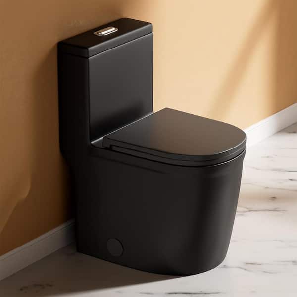 Yingze 12 in. 1-Piece 1.1/1.6 GPF Dual Flush Round Toilet in Matte