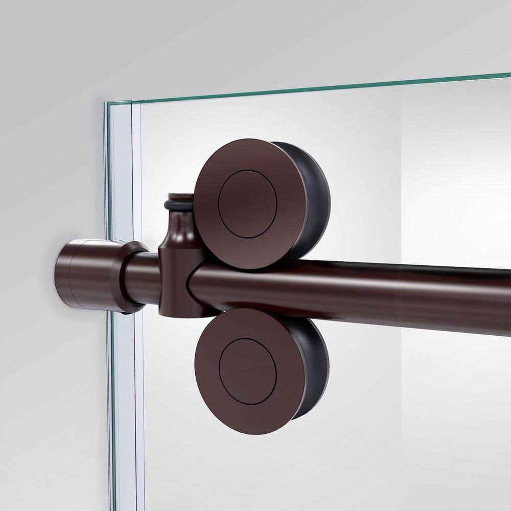 Enigma-XO 55-59" Frameless Sliding Shower Door with Polished Stainless Steel Hardware
