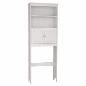 9.06 in. W x 69.69 in. H x 24.8 in. D White MDF Over-the-Toilet Storage with 2 Doors and 2-Shelves