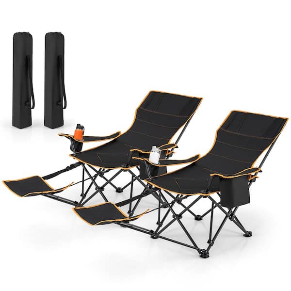 HONEY JOY Folding Outdoor Recliner Camping Chair with Footrest and ...