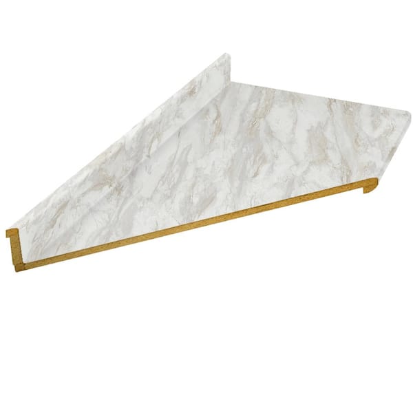 Hampton Bay 6 ft. Left Miter Laminate Countertop in Textured Drama Marble with Eased Edge and Integrated Backsplash