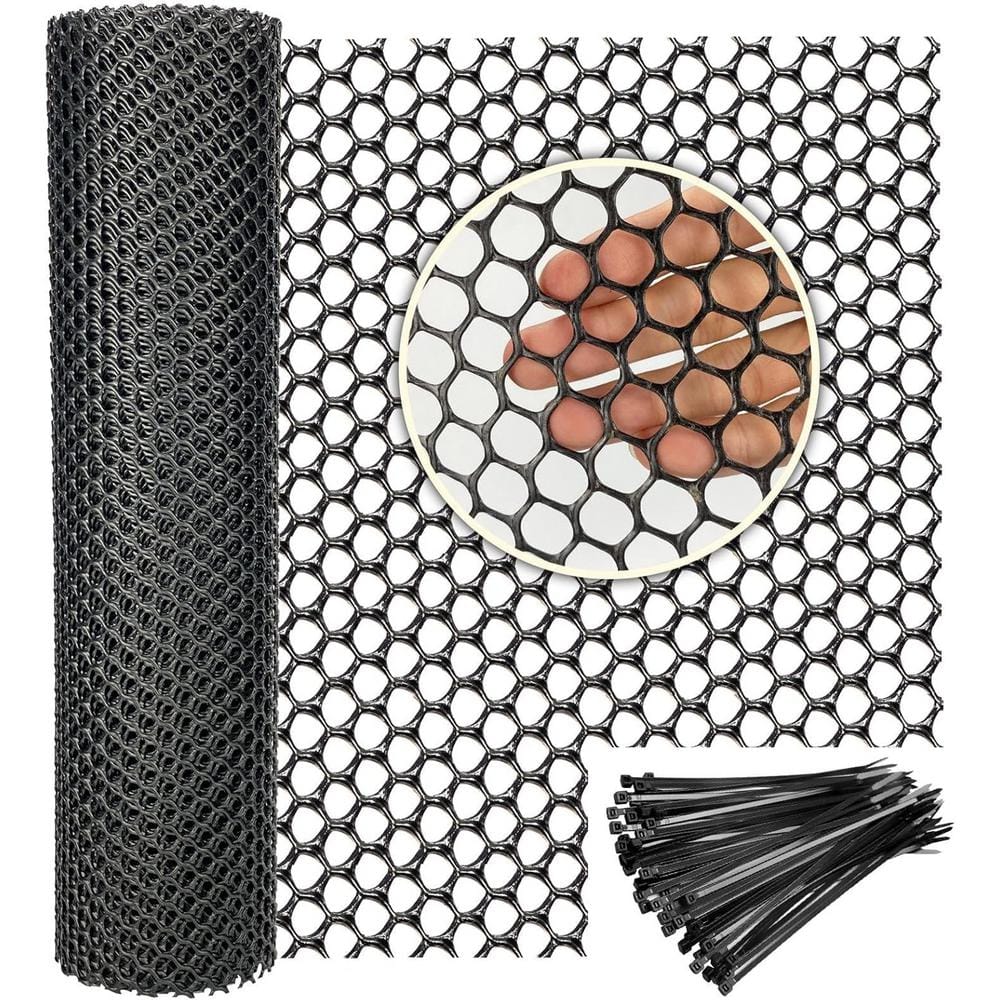 16 in. x 10 ft. Black Plastic Chicken Wire Mesh Fence
