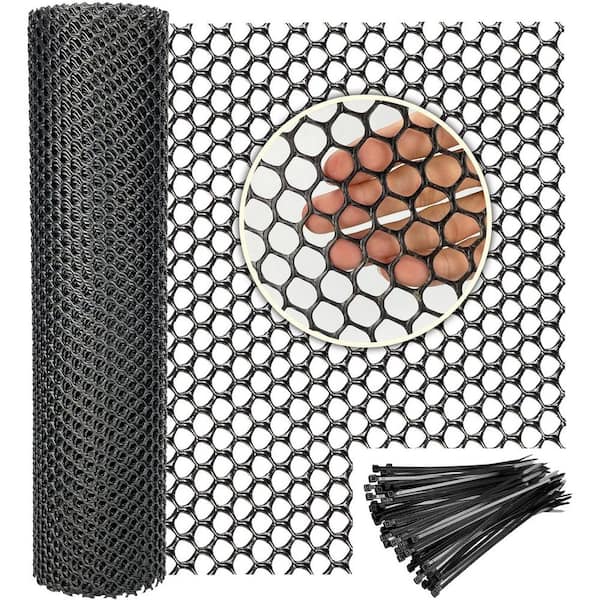 ATENGNES 16 in. x 10 ft. Black Garden Plastic Chicken Wire Mesh Versatile Fence for Poultry, Dogs, Rabbit, Snake