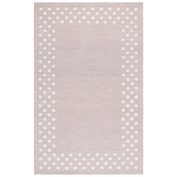 Martha Stewart 5 ft. x 8 ft. Light Gray/Ivory Border Dots Indoor/Outdoor Area Rug