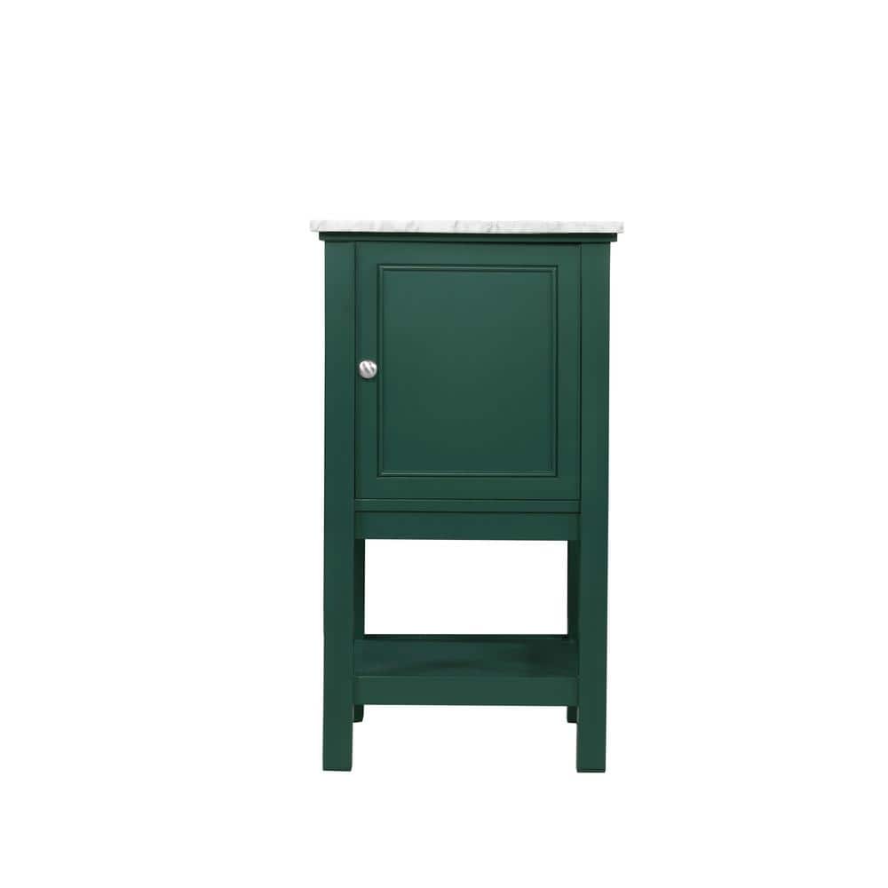 Timeless Home 19 in. W Single Bath Vanity in Green with Marble Vanity Top i