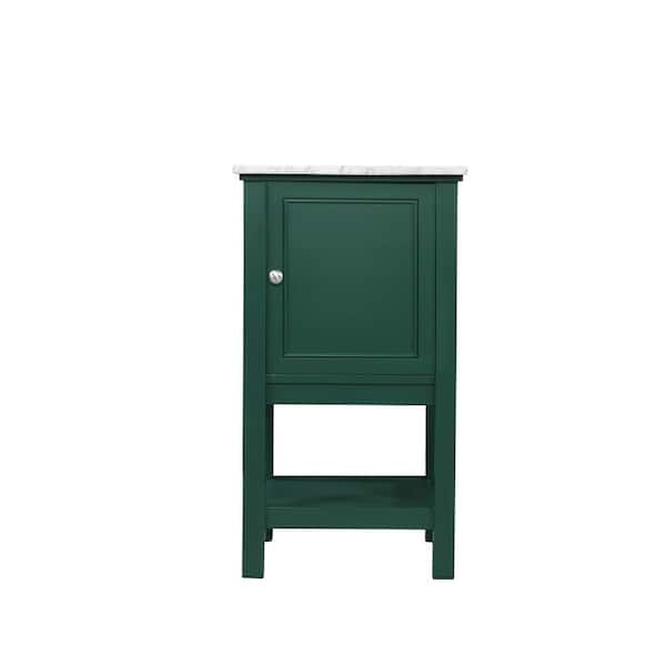 Unbranded Timeless Home 19 in. W Single Bath Vanity in Green with Marble Vanity Top in Carrara with White Basin