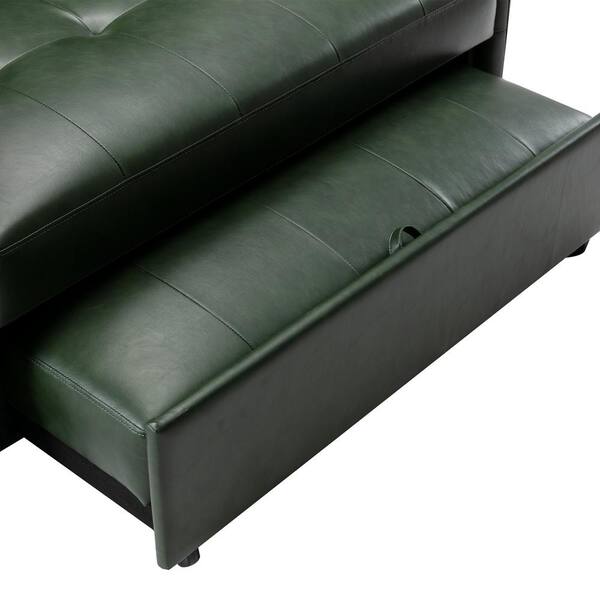Magic Home 51 In Green Twin Size Pu Leather Convertible Sleeper Bed With Dual Usb Ports For Small Space Cs W487s00002 The Depot Pu Leather Convertible Sleeper Bed, Full Size Leather Sofa Sleeper
