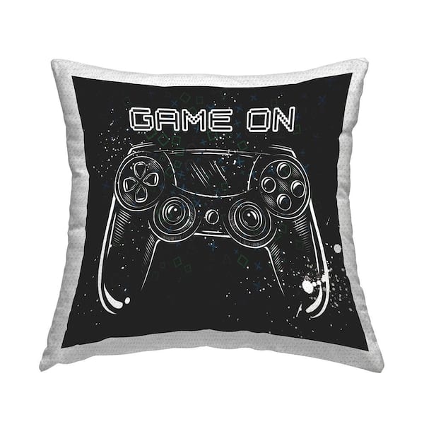 Stupell Industries Black Game On Controller Black Square Outdoor Throw Pillow