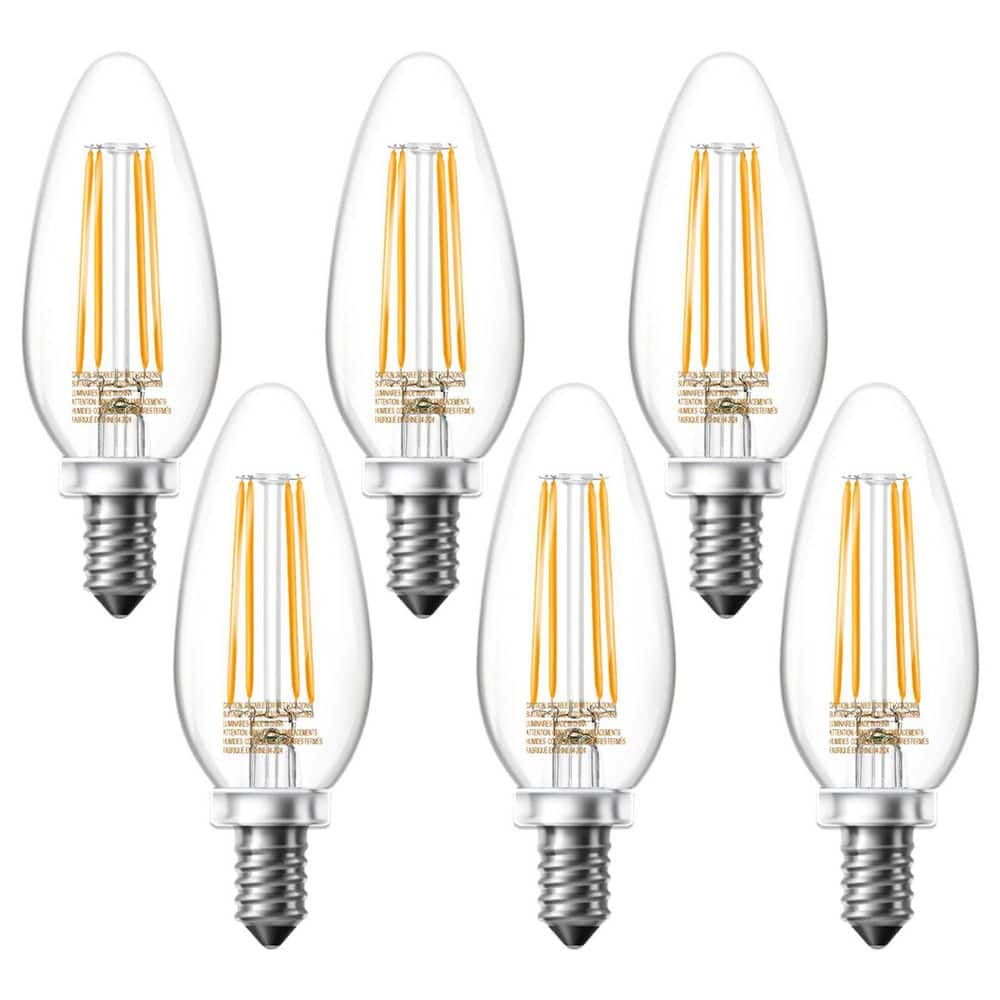 60-Watt Equivalent B11 Dimmable E12 Candelabra ENERGY STAR Clear Glass LED Vintage Edison Light Warm White 6-Pack price history on PriceWatchPro