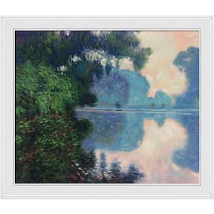 Morning on the Seine near Giverny by Claude Monet Galerie White Framed Nature Oil Painting Art Print 24 in. x 28 in.