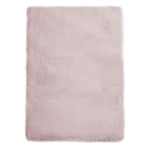 Mmlior Faux Rabbit Fur Pink 3 ft. x 5 ft. Fluffy Cozy Furry Area Rug