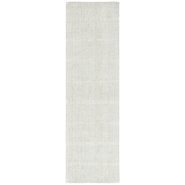 Abstract 2 ft. x 10 ft. Sage/Ivory Classic Crosshatch Runner Rug