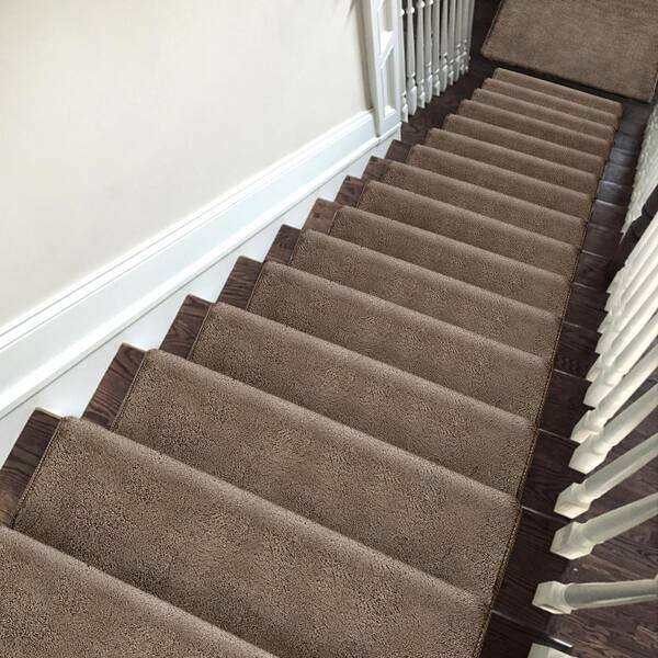 Chocolate Brown Skid Resistant Carpet Stair Treads