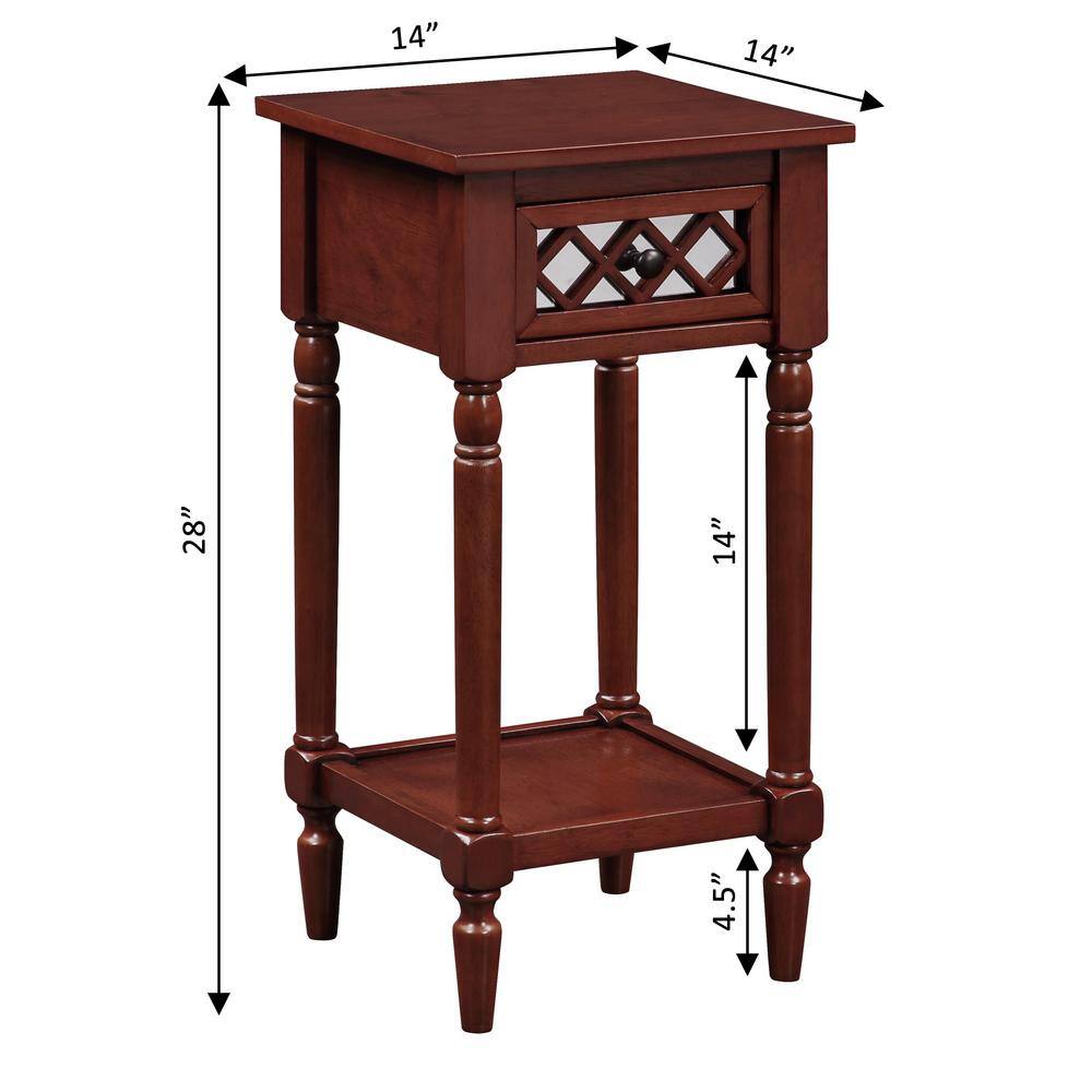 Mahogany Pine Wood and Metal Accent Table with Storage