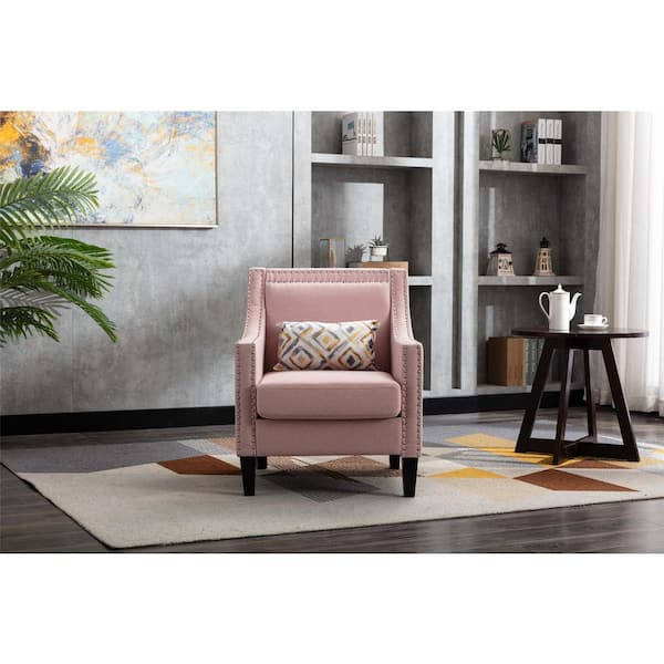 pink linen armchair