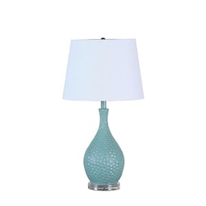 28 in. Clear Standard Light Bulb Urn   with White Metal Shade
