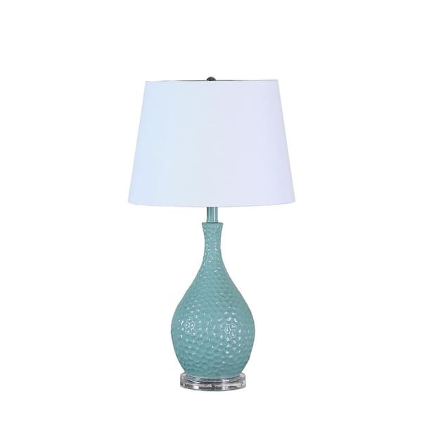 HomeRoots 28 in. Clear Standard Light Bulb Urn   with White Metal Shade