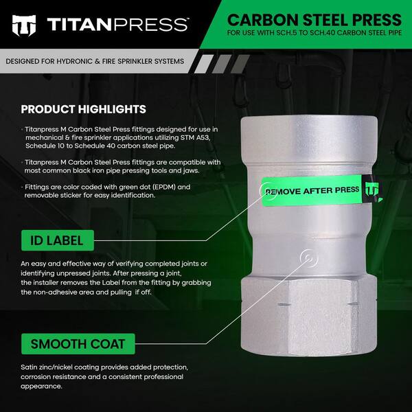 T TITANPRESS - 1-1/4 in. Carbon Steel Press x FPT Female Adapter EPDM Mechanical
