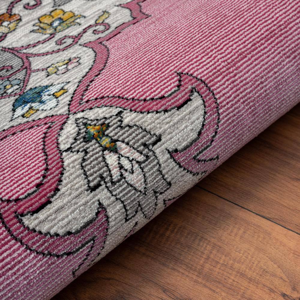 Ada Pink and Gray Medallion Synthetic 5' x 7'6" Area Rug