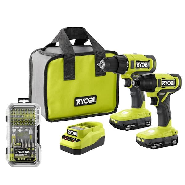 ONE+ 18V Cordless 2-Tool Combo Kit with Drill/Driver, Impact Driver, (2) Batteries, Charger, & Driving Set (52-Piece)