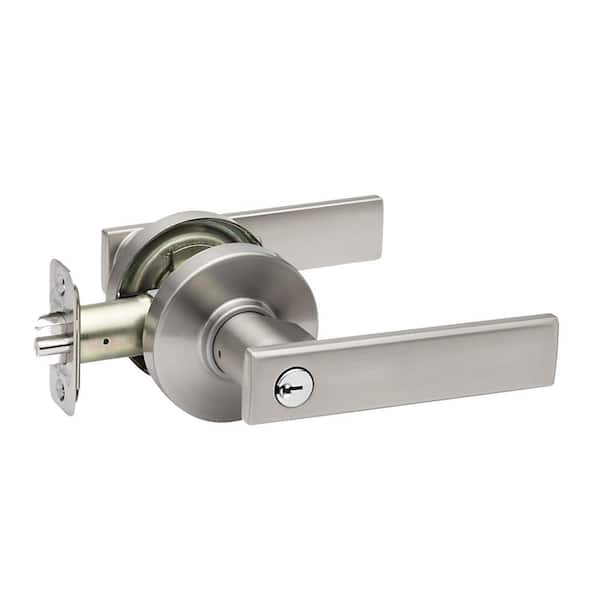 Copper Creek Craftsman Remi Satin Stainless Keyed Entry Door Handle with Round Rosette