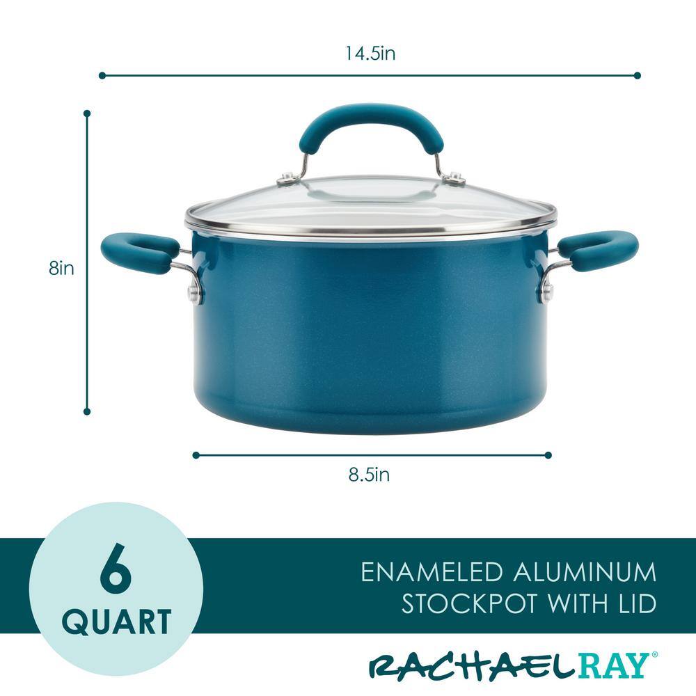 Teal Shimmer Aluminum Nonstick 6-Quart Stockpot with Lid