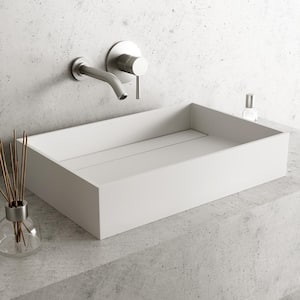 Montauk Modern White Matte Stone 23 in. L x 15 in. W x 5 in. H Rectangular Vessel Bathroom Sink