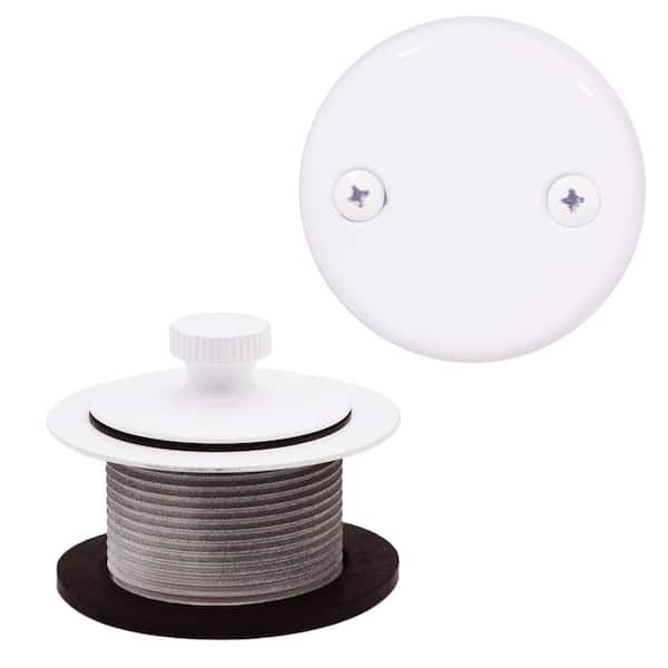 Westbrass 1-1/2 in. NPSM Coarse Thread Twist and Close Tub Trim Set with 2-Hole Overflow Faceplate, Powder Coat White
